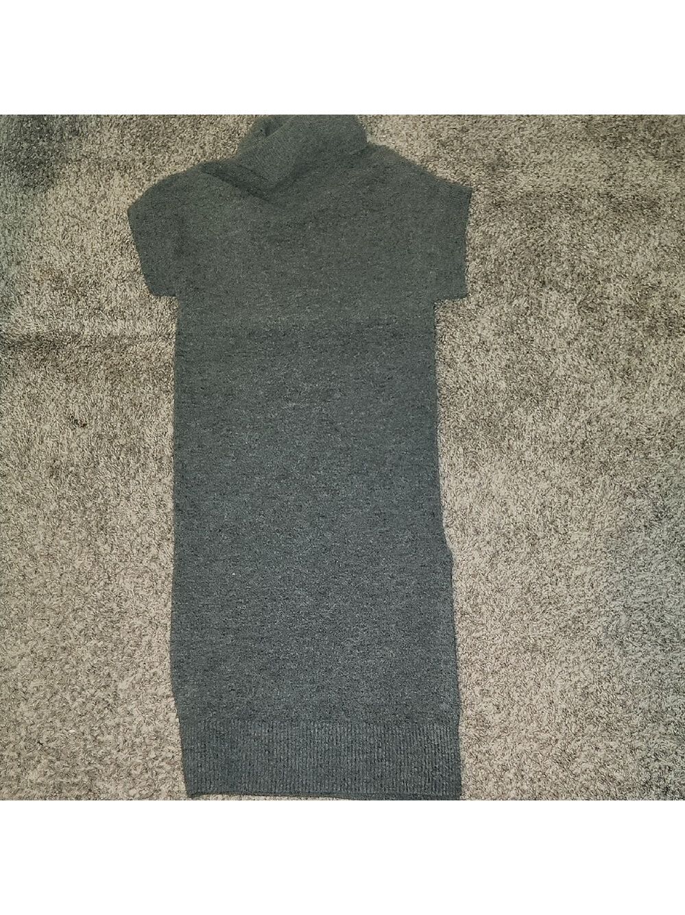Worthington Gray Cowl Neck Short Sleeve XS Maxi Classy Sweater Dress